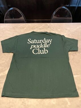 KTCHN pickleball Saturday Paddle Club Tshirt. Mens large. Green.